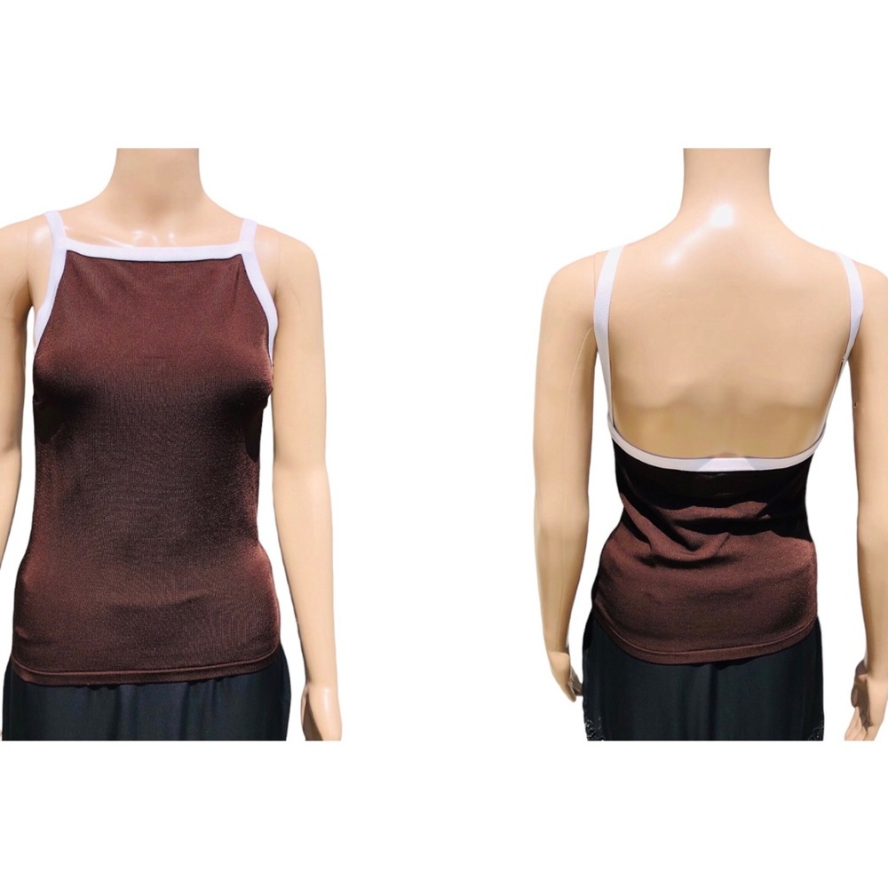 Ralph Lauren brown and white knit backless top Sz m